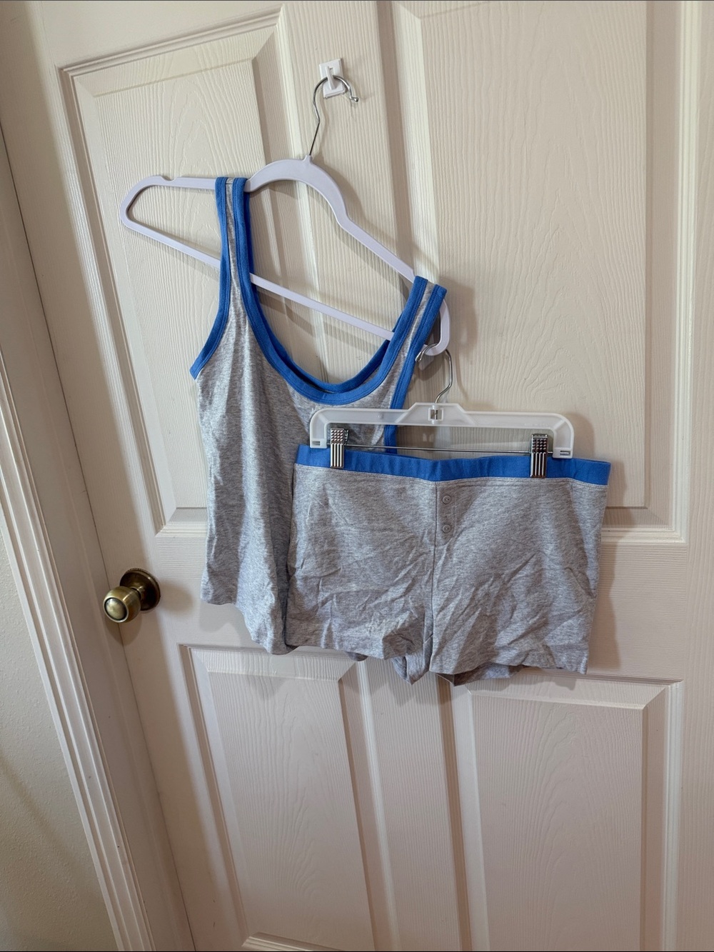 American Eagle Gray & Blue Women's Tank Top and Boxer Short Set Pjs Sz M Box6
